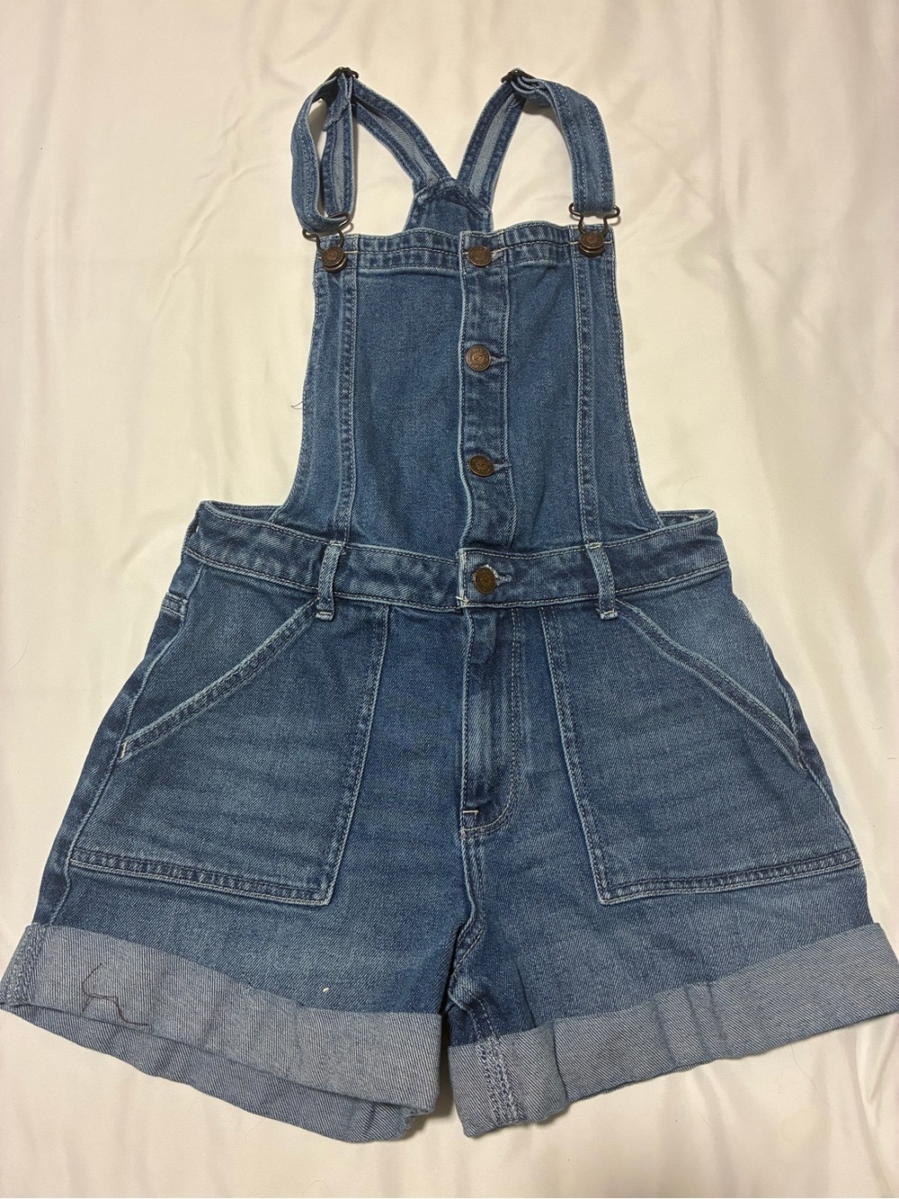 Hollister co. Denim Short Overalls - Blue Women's Jeans High Rise Cuff Bottom